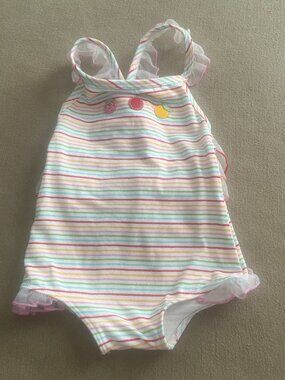 Big Fish Baby Girl Multicolor Stripes Retro Swimsuit Size 12 Month New